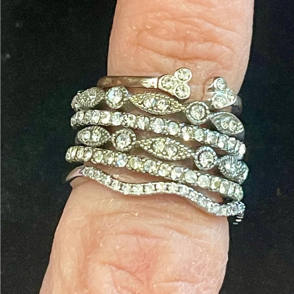 Dazzling Silver Crystal Ring Set